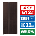 AQUA 【フレンチドア】512L 4ドア冷蔵庫 TZシリーズ ダークウッドブラウン AQR-TZ51R(T)
